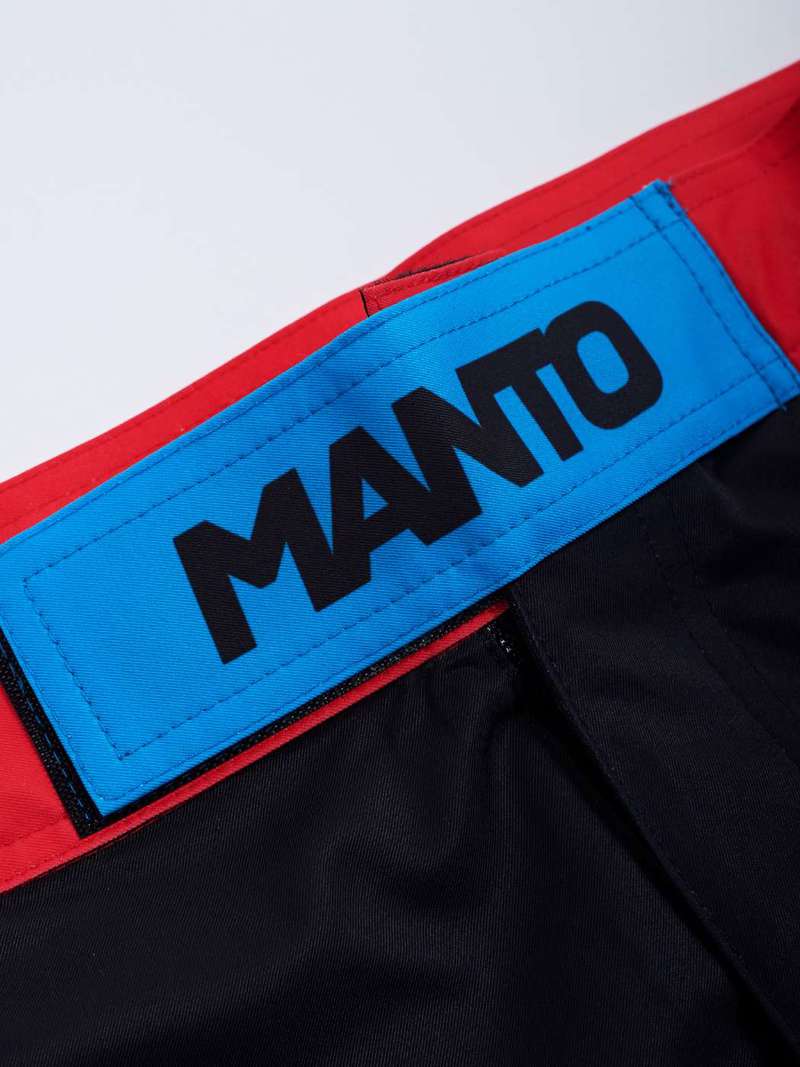 MANTO stripe 2 FIGHT SHORTS-black/red